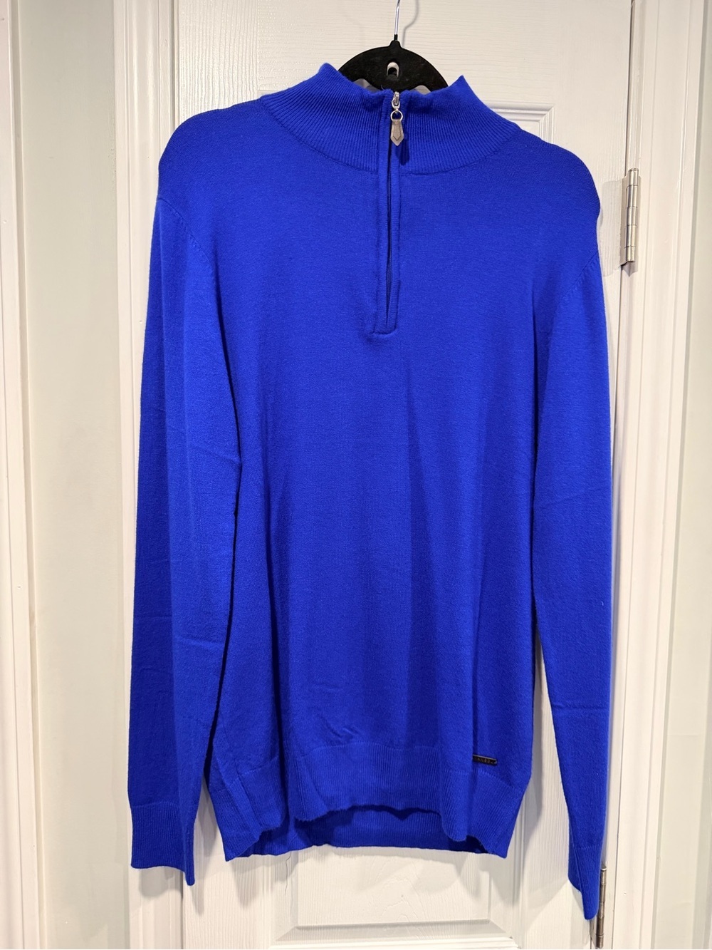 NWT Kangol Size XL Quarter Zip Sweater Blue Mock Neck Pullover Knit